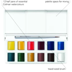 WINSOR & NEWTON Cotman™ Sketcher's Pocket Box, Aquarellfarben-Set mit 12 halben Näpfchen