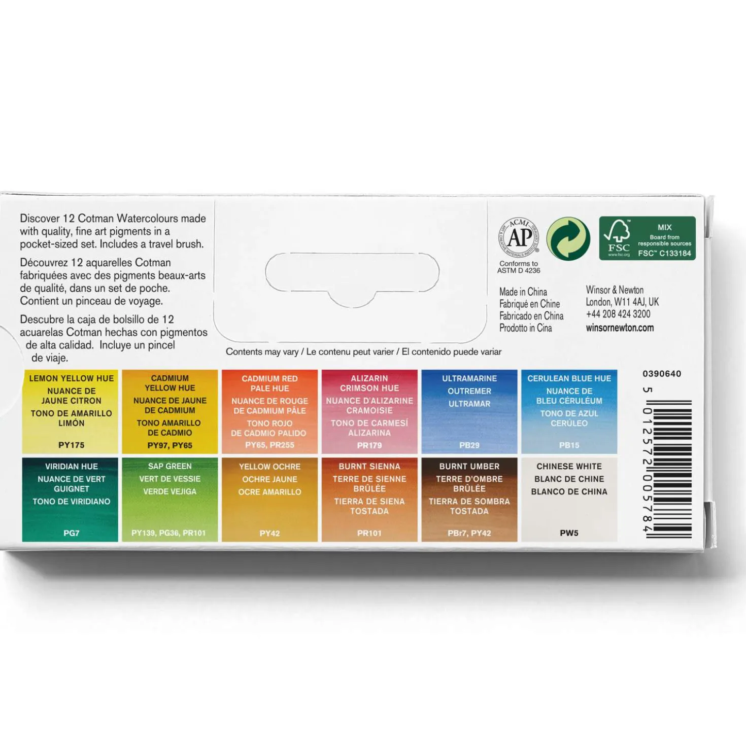 WINSOR & NEWTON Cotman™ Sketcher's Pocket Box, Aquarellfarben-Set mit 12 halben Näpfchen