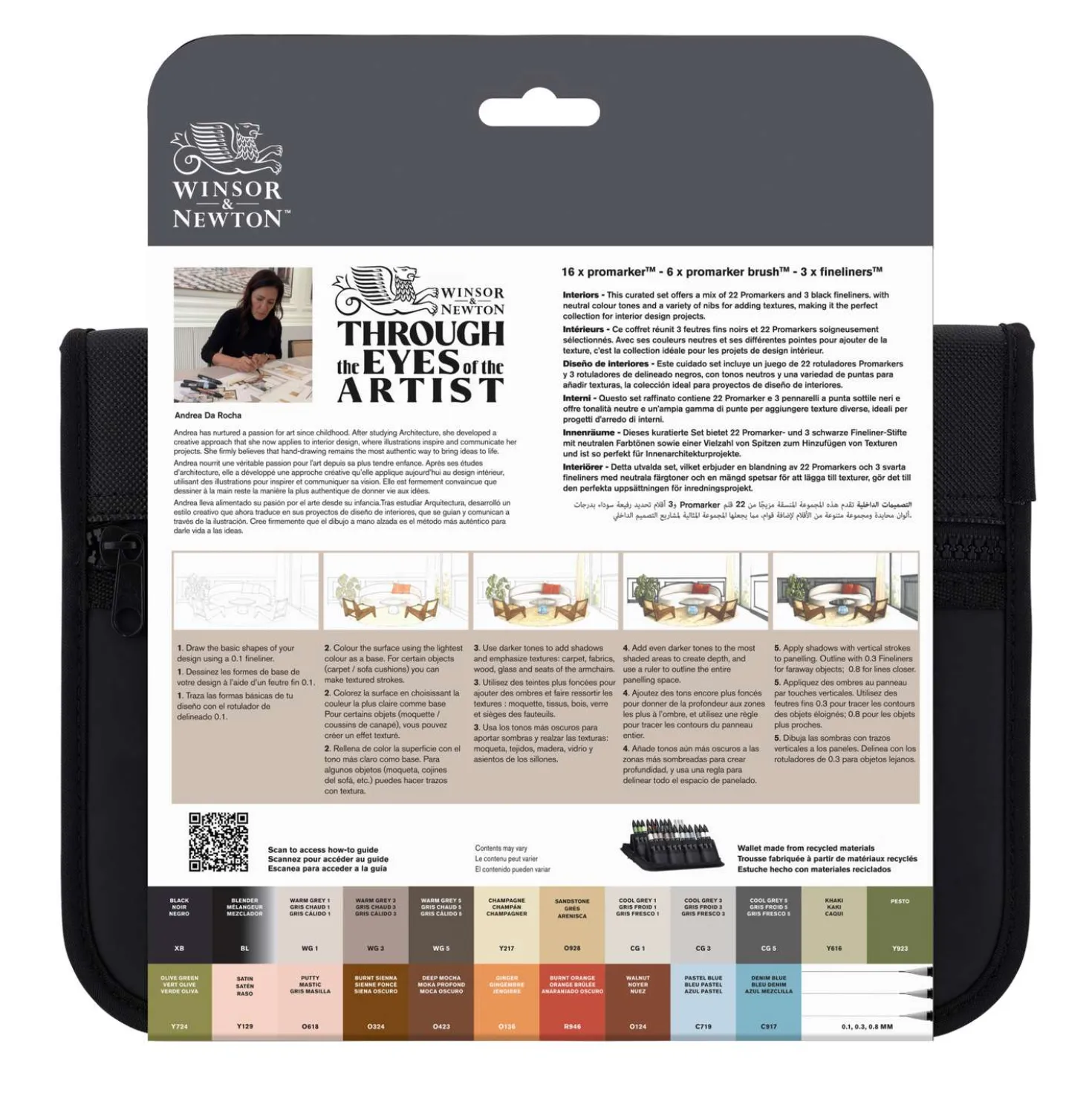 WINSOR & NEWTON™ „Interior“ Promarker Wallet Set, 25-teilig