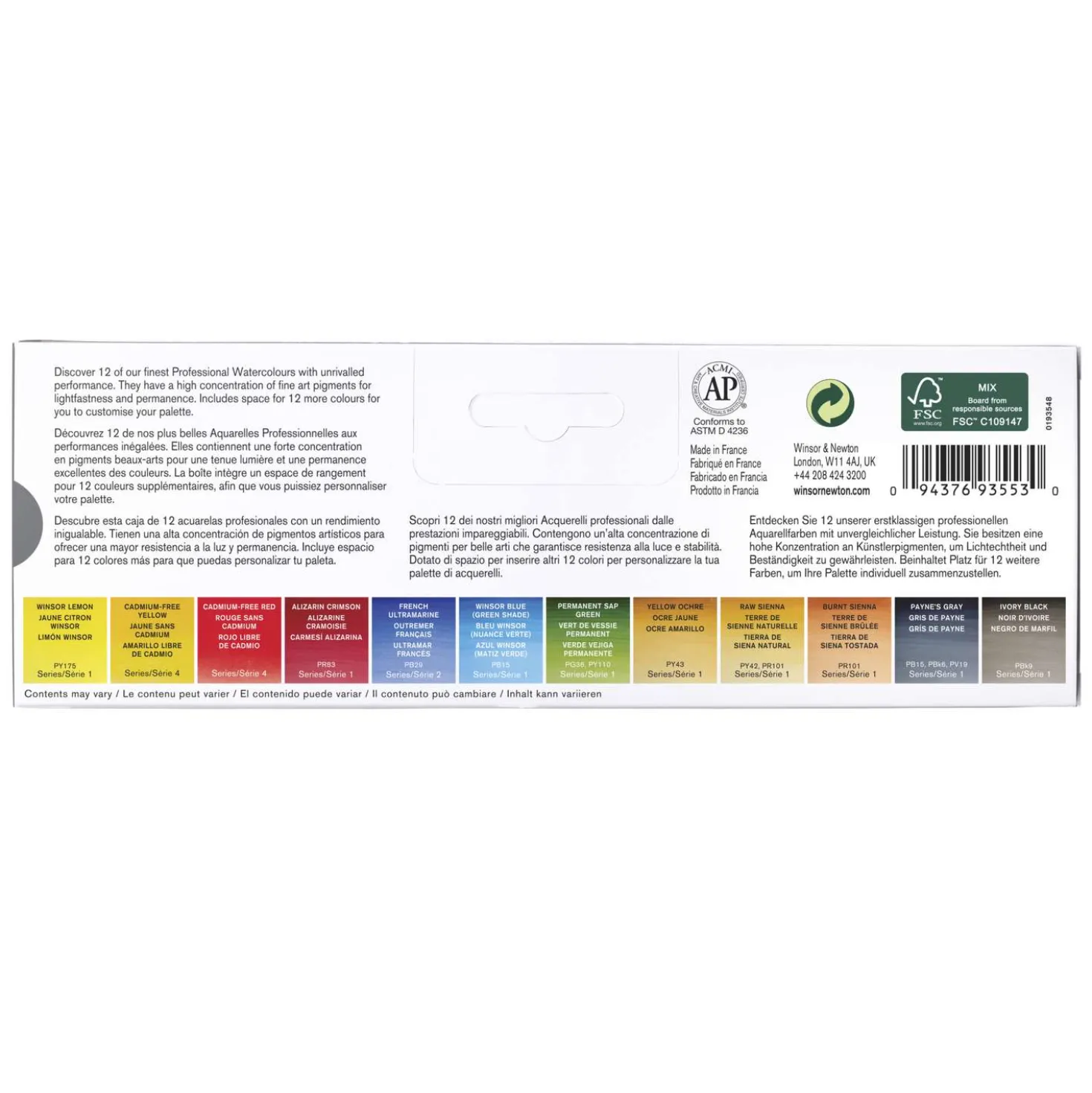 WINSOR & NEWTON™ Professional WATER COLOUR™ BLACK BOX, 12-teiliges Aquarellset