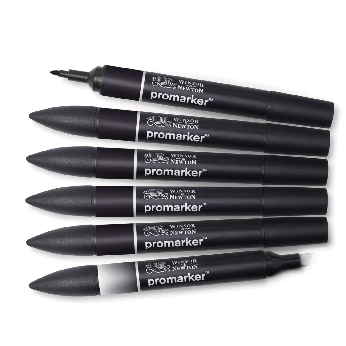 WINSOR & NEWTON™ promarker™ Set, 5 x schwarz + 1 x Blender